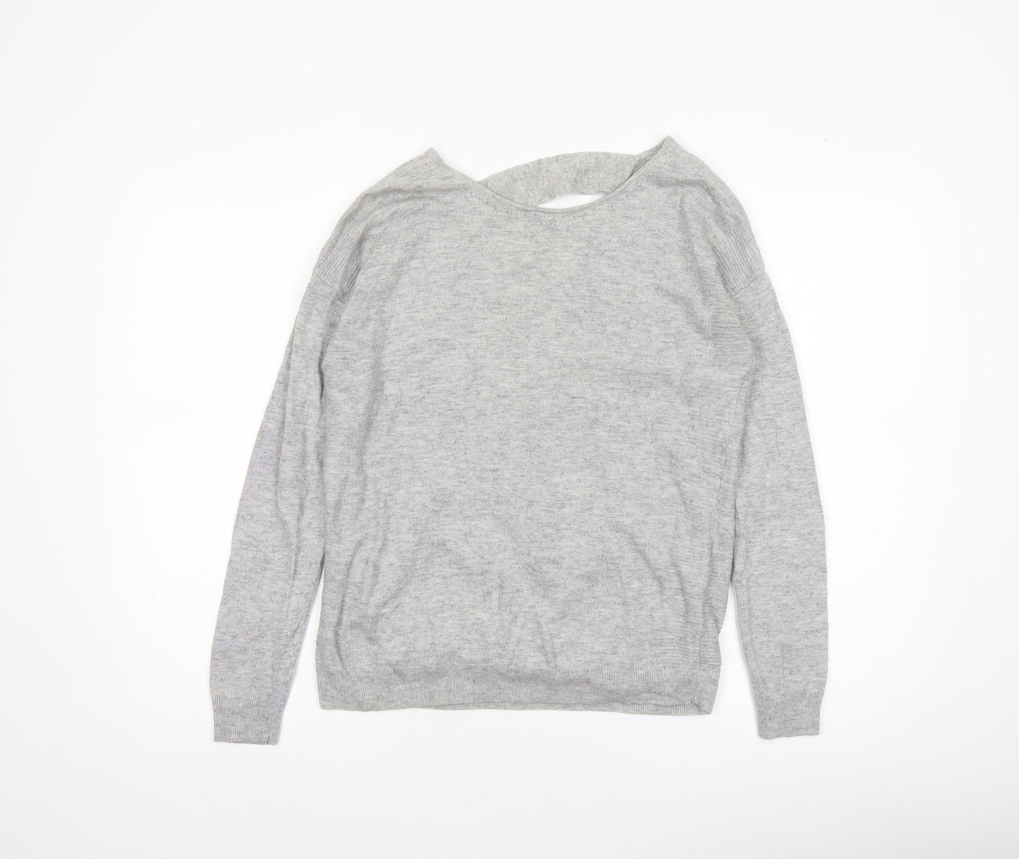 Next Women's Grey Wrap V-Neck Jumper Size 10 Lambswool Silk Blend