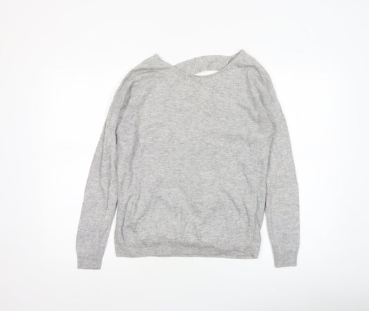 Next Women's Grey Wrap V-Neck Jumper Size 10 Lambswool Silk Blend