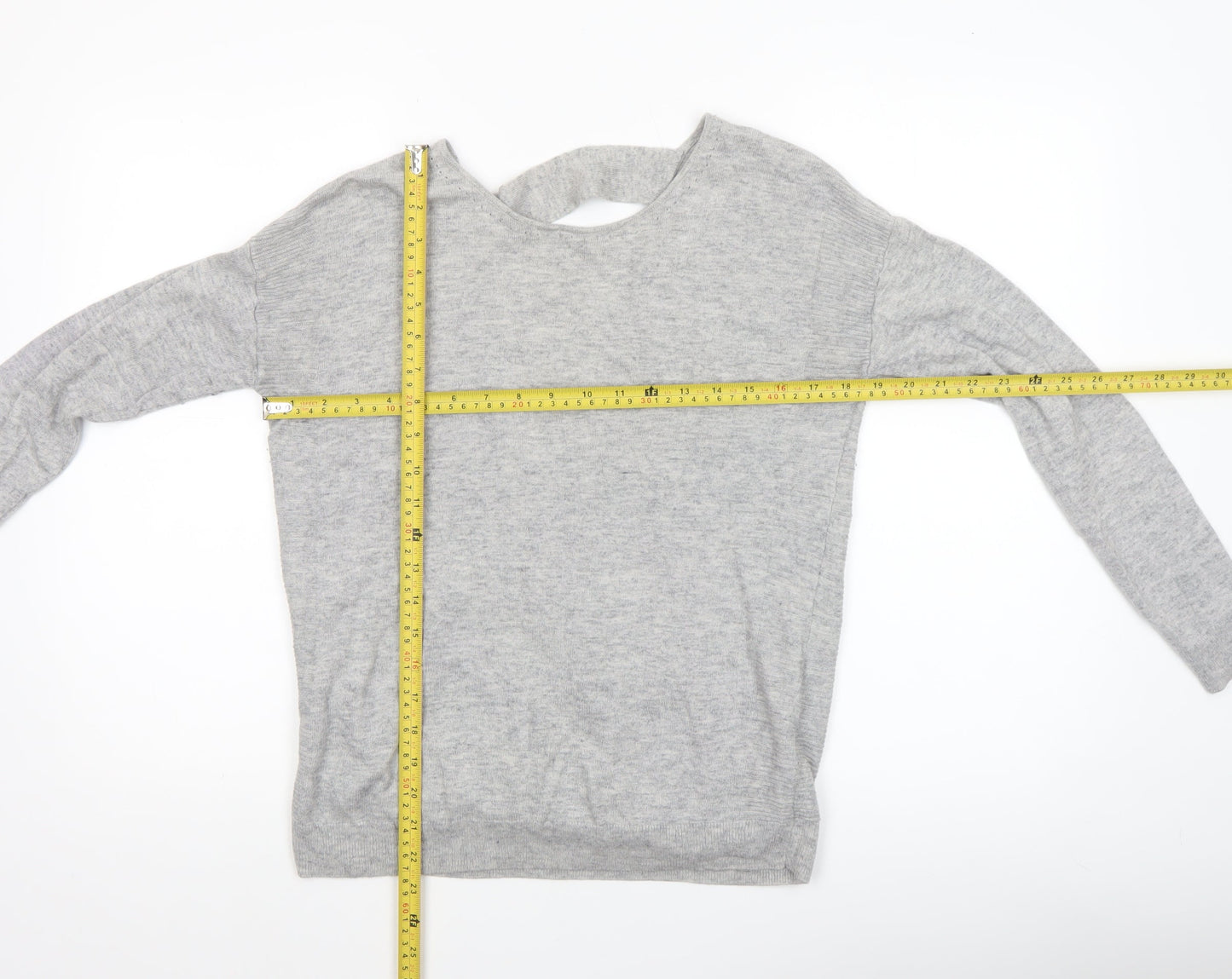 Next Women's Grey Wrap V-Neck Jumper Size 10 Lambswool Silk Blend