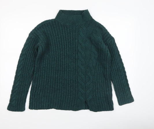 A Pea in the Pod Womens Green Cable-Knit Mock Neck Jumper Size S
