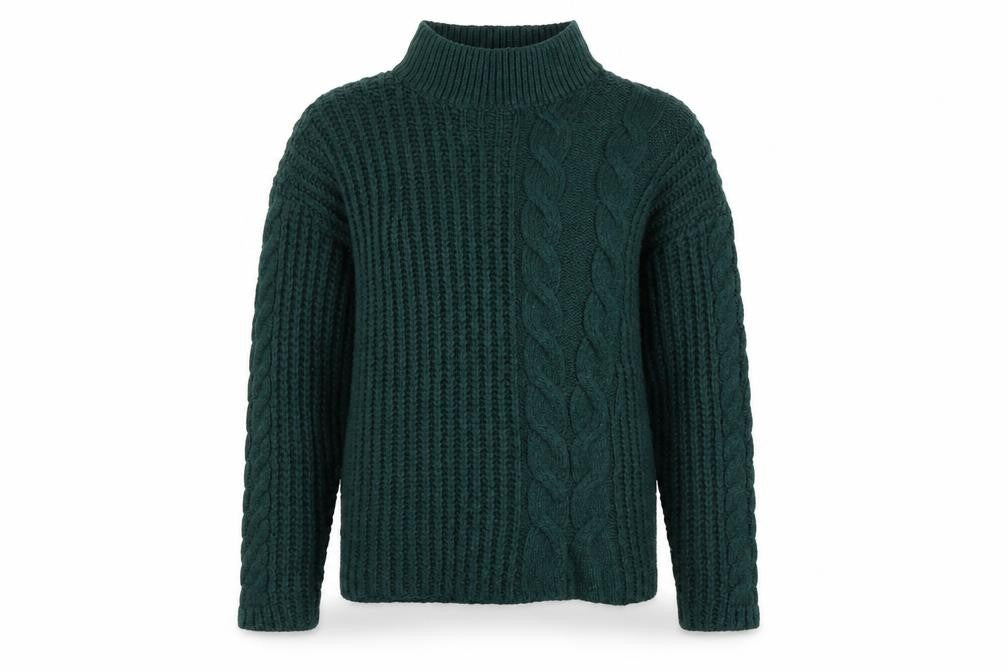 A Pea in the Pod Womens Green Cable-Knit Mock Neck Jumper Size S