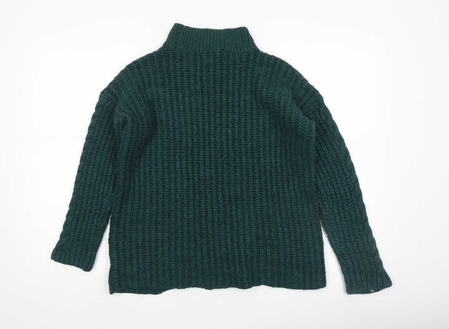 A Pea in the Pod Womens Green Cable-Knit Mock Neck Jumper Size S