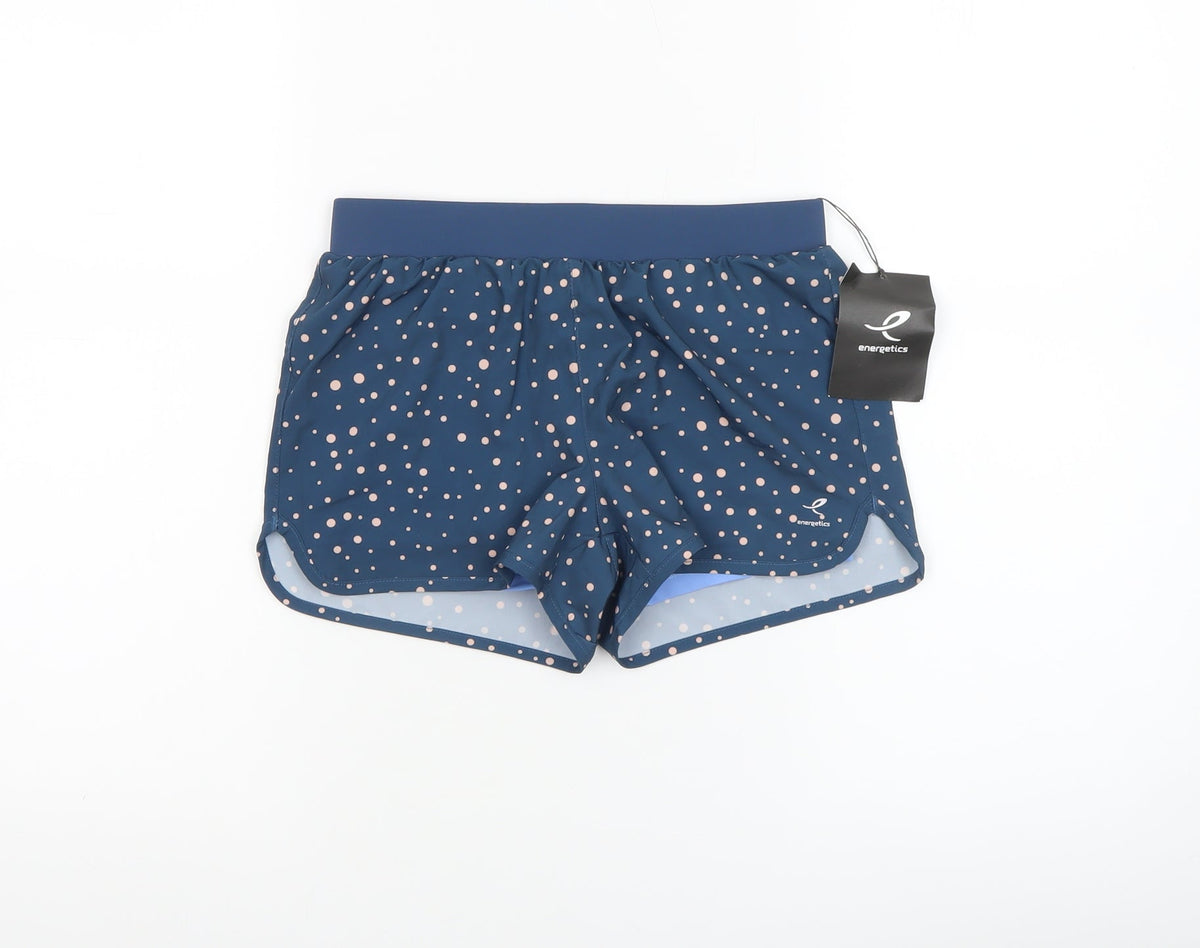 Energetics Girls Blue Polka Dot Athletic Running Shorts 10 Years