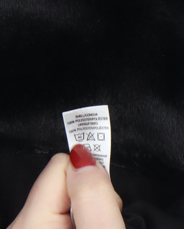 Dunnes Stores Girls Black Faux Fur Hooded Zip Coat 7-8 Years