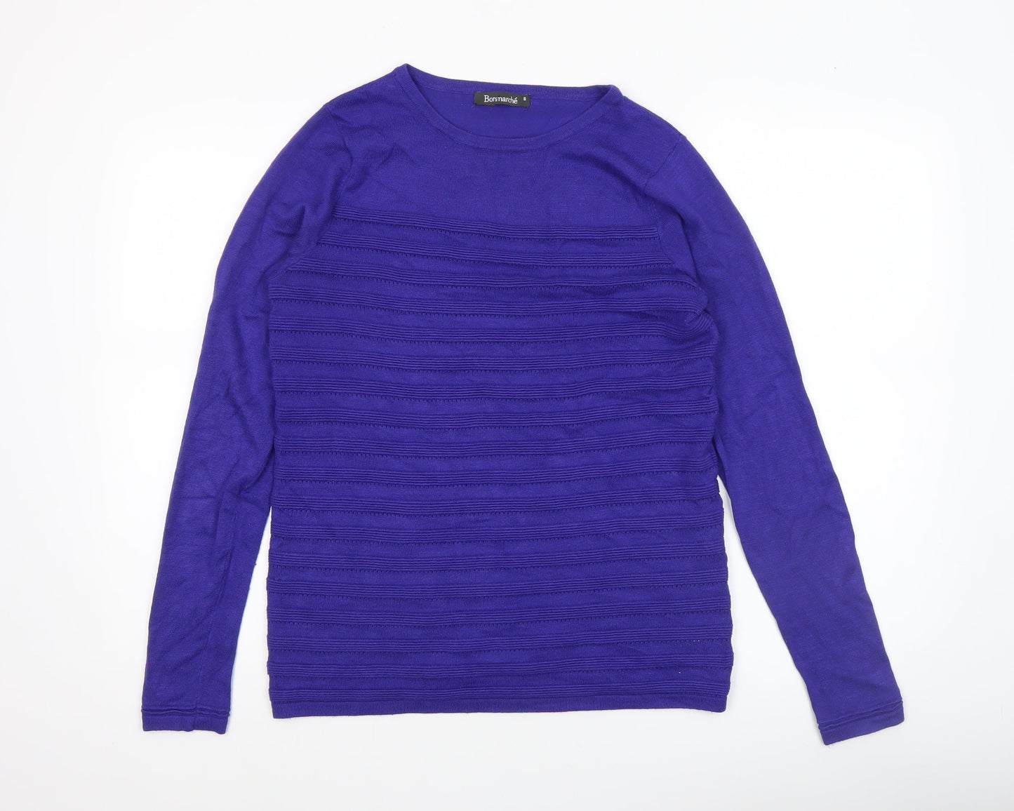Bonmarché Women's Purple Knit Crew Neck Jumper Size S