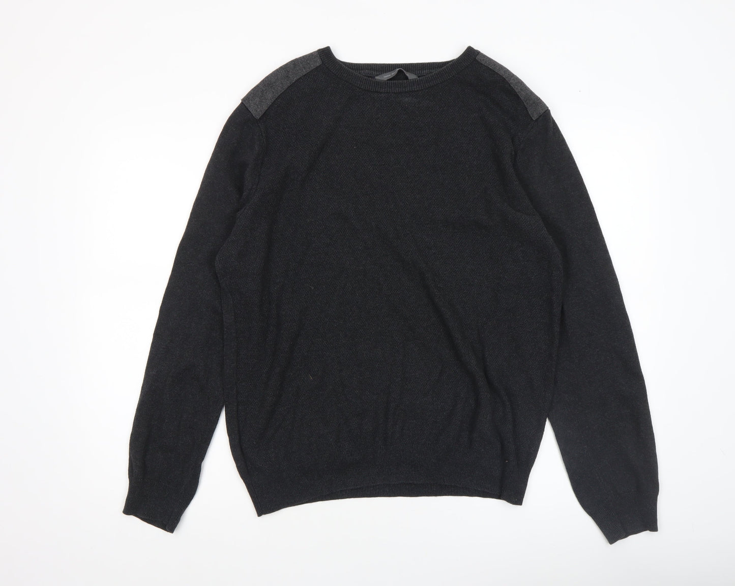 Cedar Wood State Men's Black Cotton Crew Neck Jumper Size L