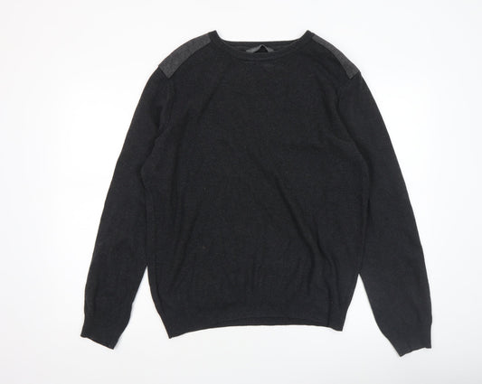 Cedar Wood State Men's Black Cotton Crew Neck Jumper Size L