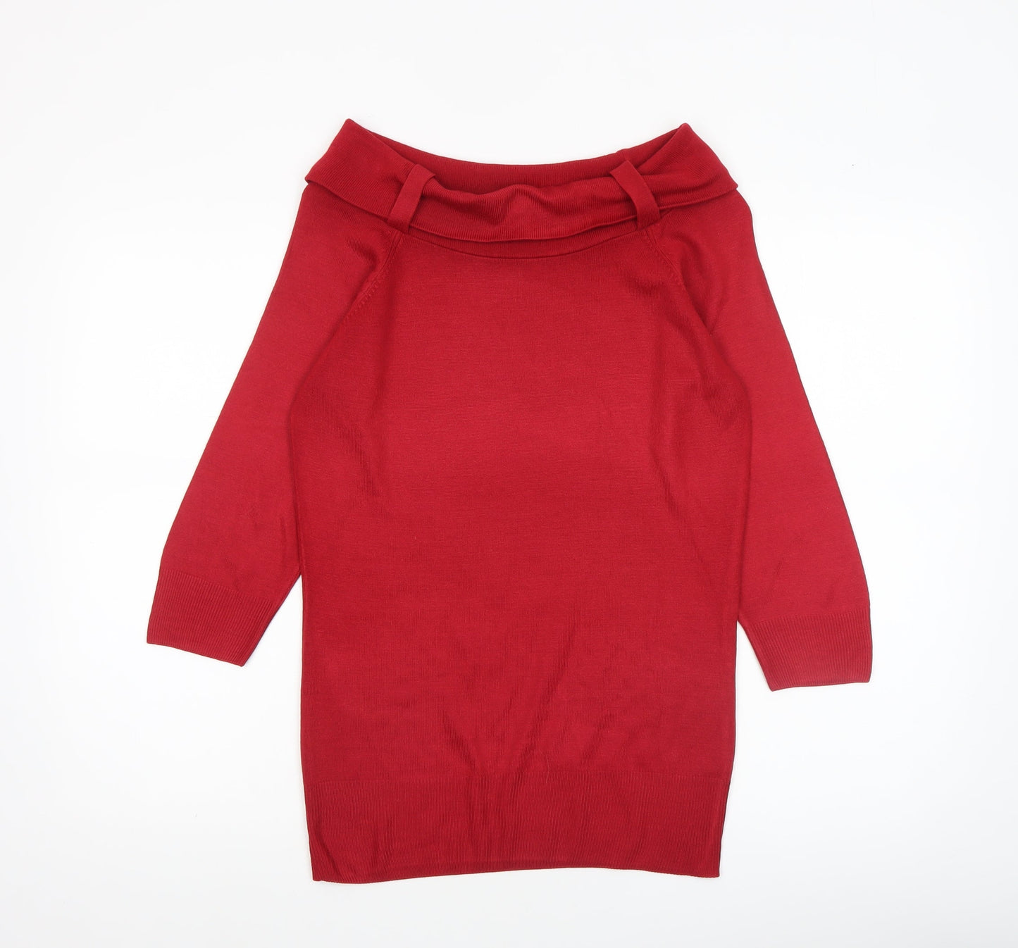 Marks and Spencer Women’s Red Boat Neck 3/4 Sleeve Acrylic Jumper Size 12