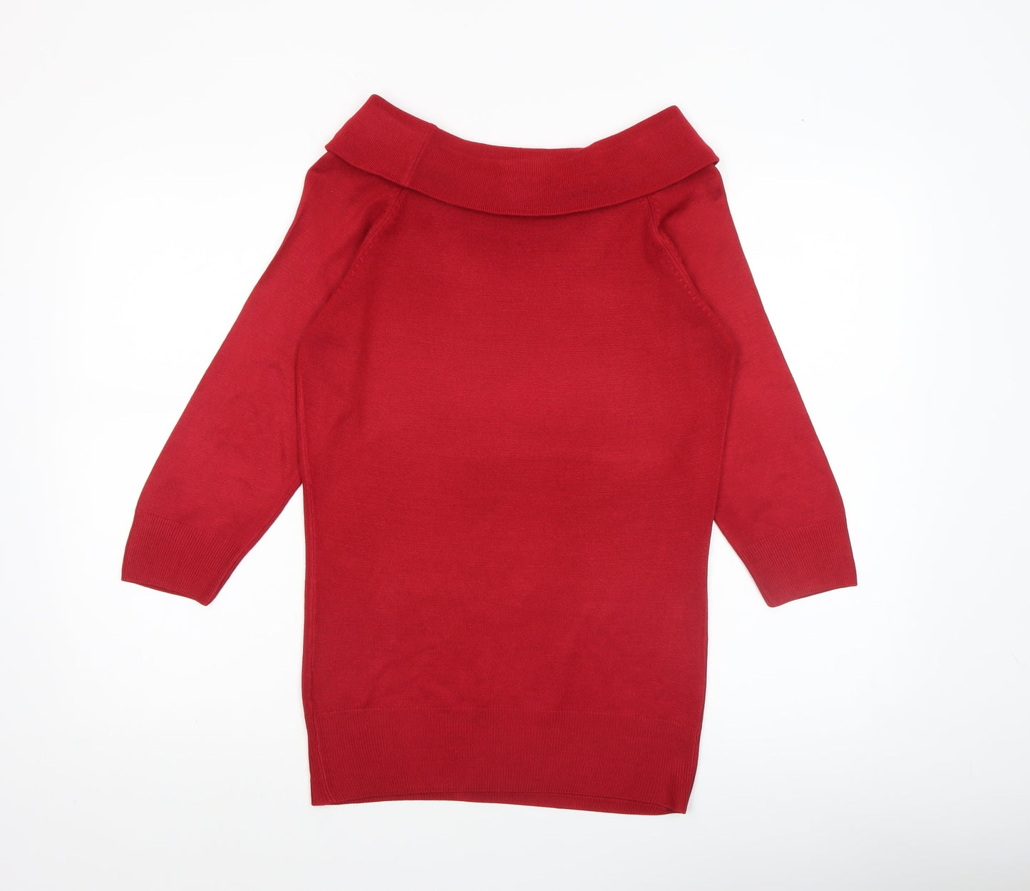 Marks and Spencer Women’s Red Boat Neck 3/4 Sleeve Acrylic Jumper Size 12