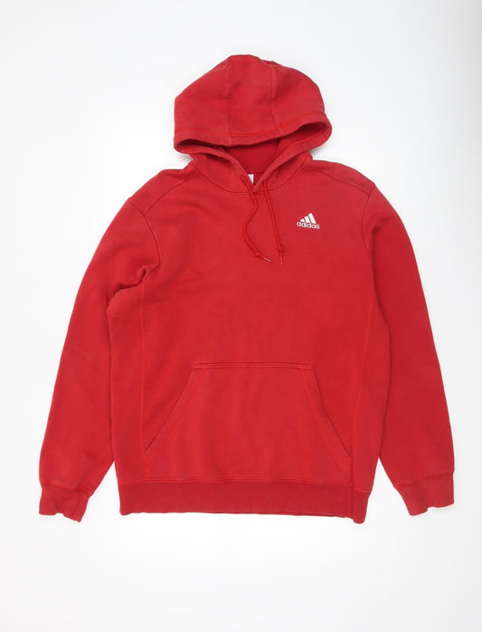 Adidas Men's Red Pullover Hoodie Medium Cotton Blend