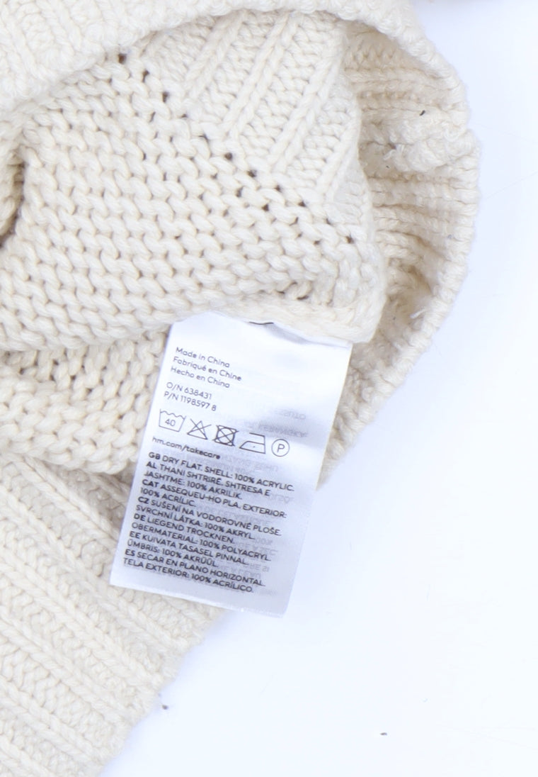 H&M Divided Women Ivory Chunky Knit Cropped Pullover Jumper Size 8