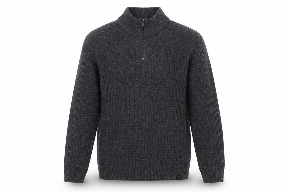 Next Men’s Grey Waffle-Knit 1/2 Zip Mock Neck Jumper - Size M