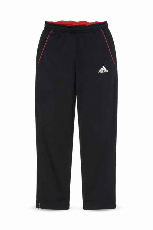 Front view of Adidas Men's Black Jogger Trousers S Elastic Waist Zip Hem