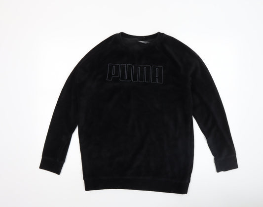 Puma Womens Black Size 10 Velour Pullover Sweatshirt