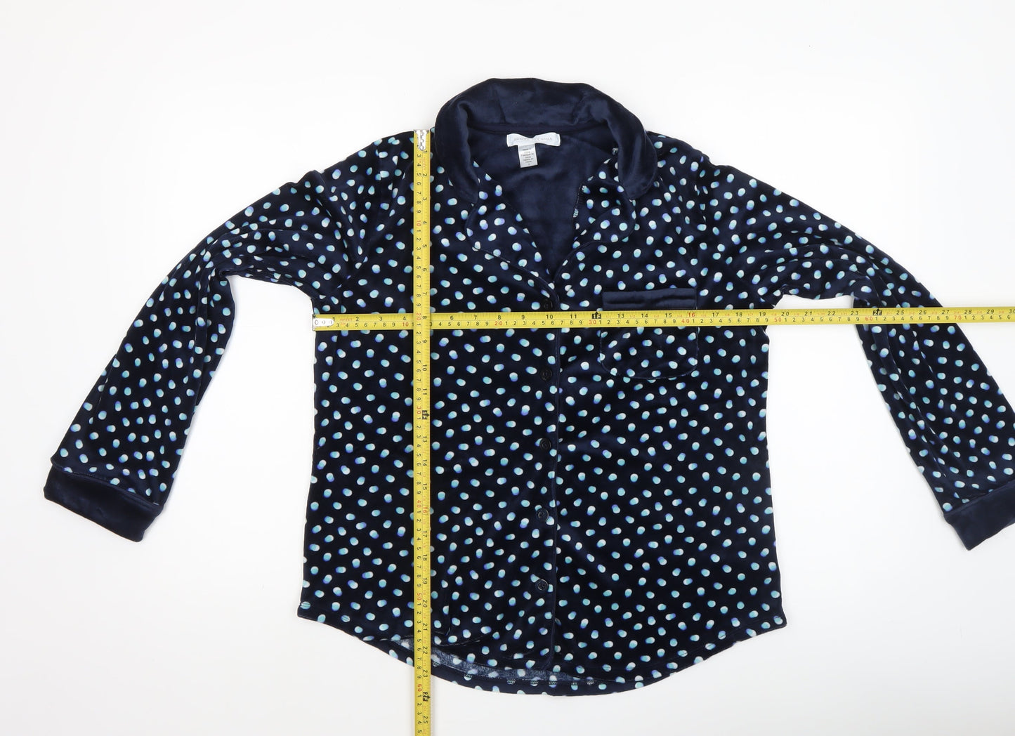 Carole Hochman Women Blue Polka Dot Velour Pyjama Top S