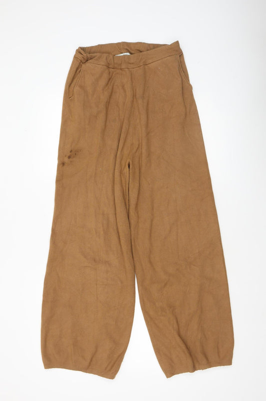 Farhi by Nicole Farhi Womens Brown Wide-Leg Knit Trousers Size 10