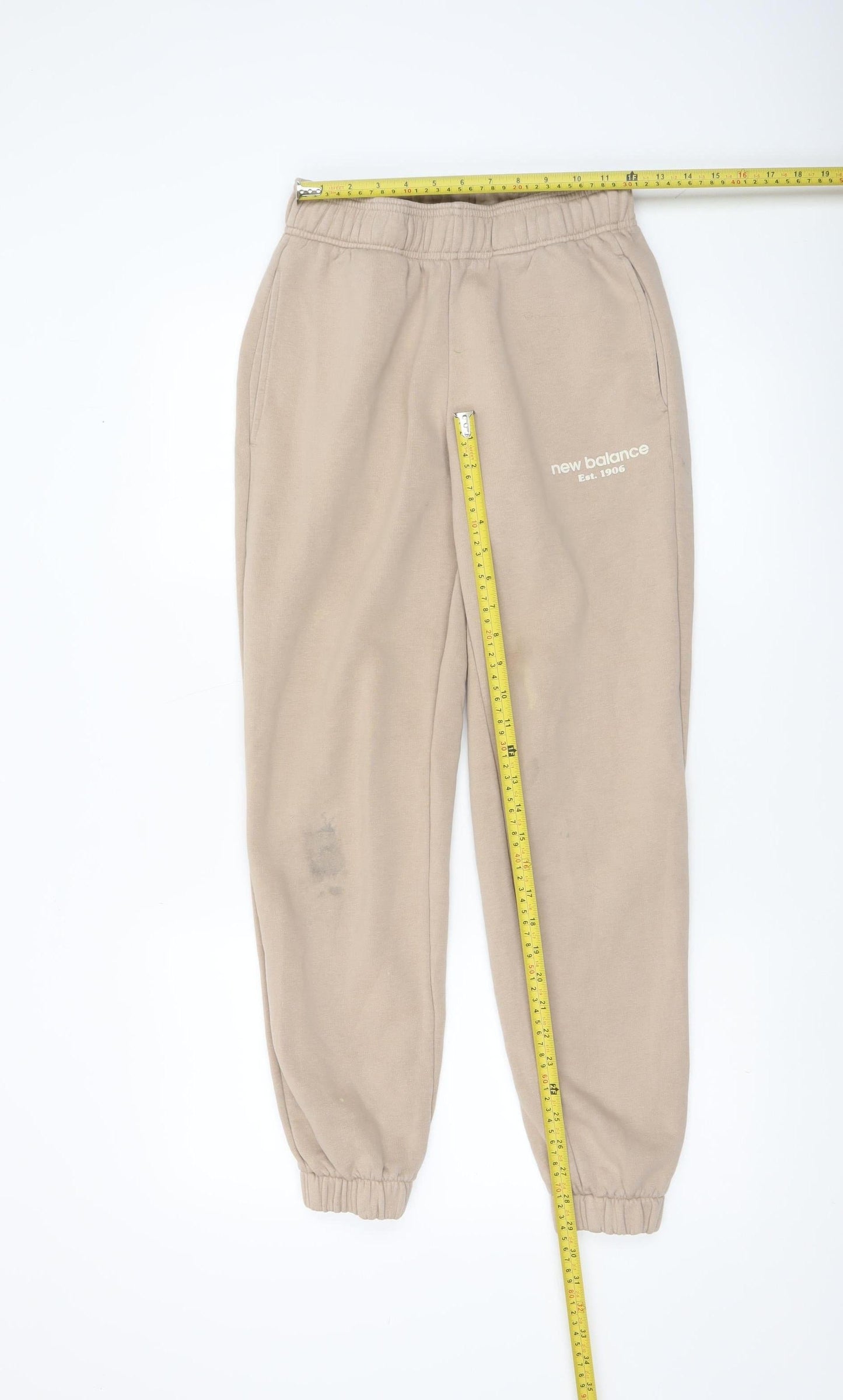 New Balance Women Beige XS Sweatpants Fleece Tapered Trousers