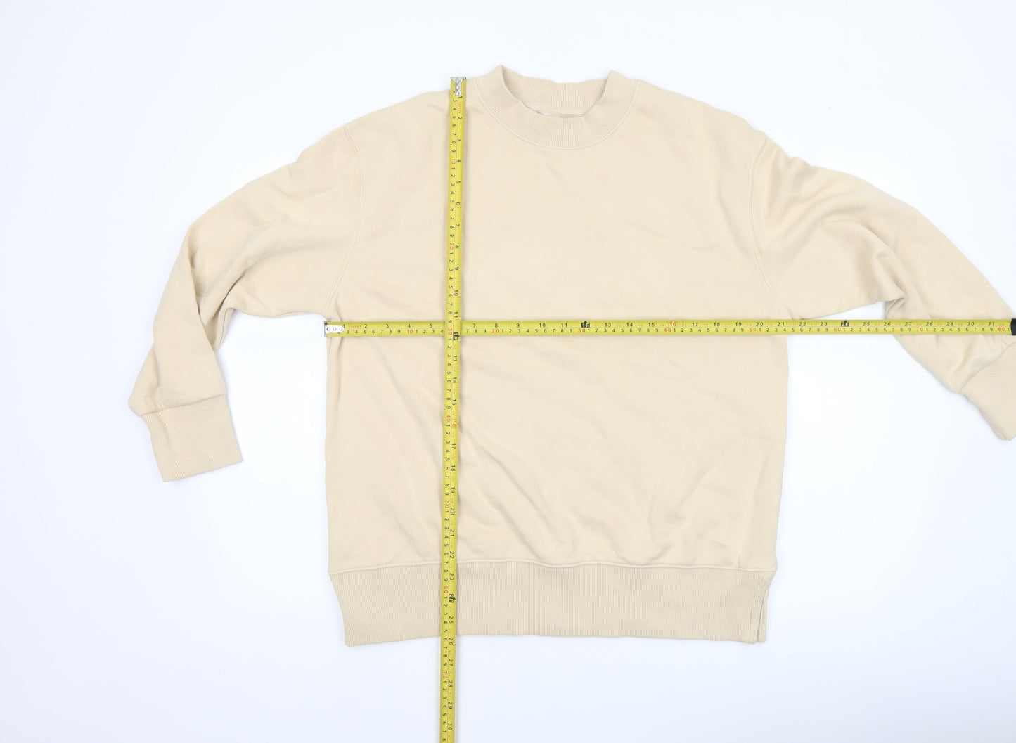 Next Women Beige Crew Neck Pullover Sweatshirt M