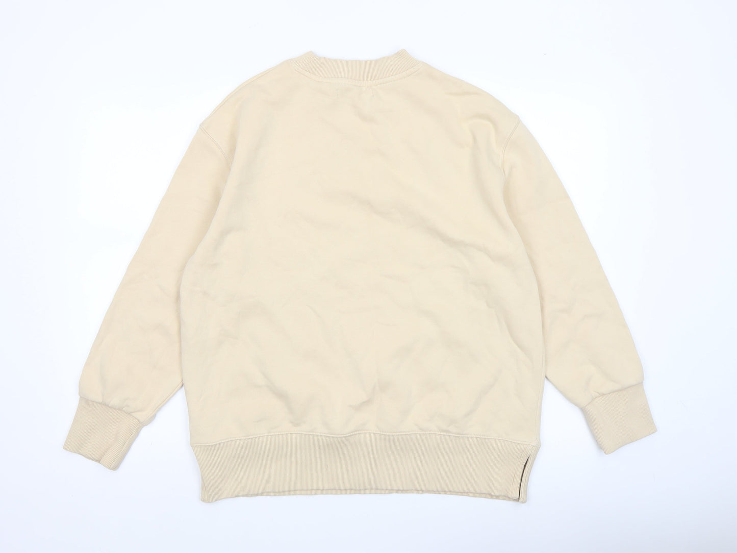 Next Women Beige Crew Neck Pullover Sweatshirt M
