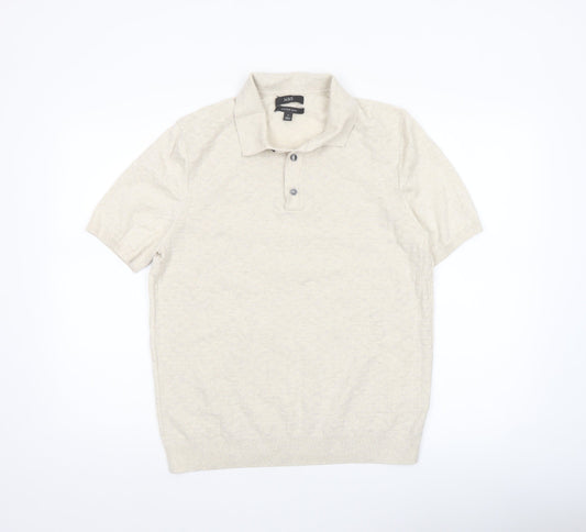 Marks and Spencer Men's Beige Cotton Henley Jumper M