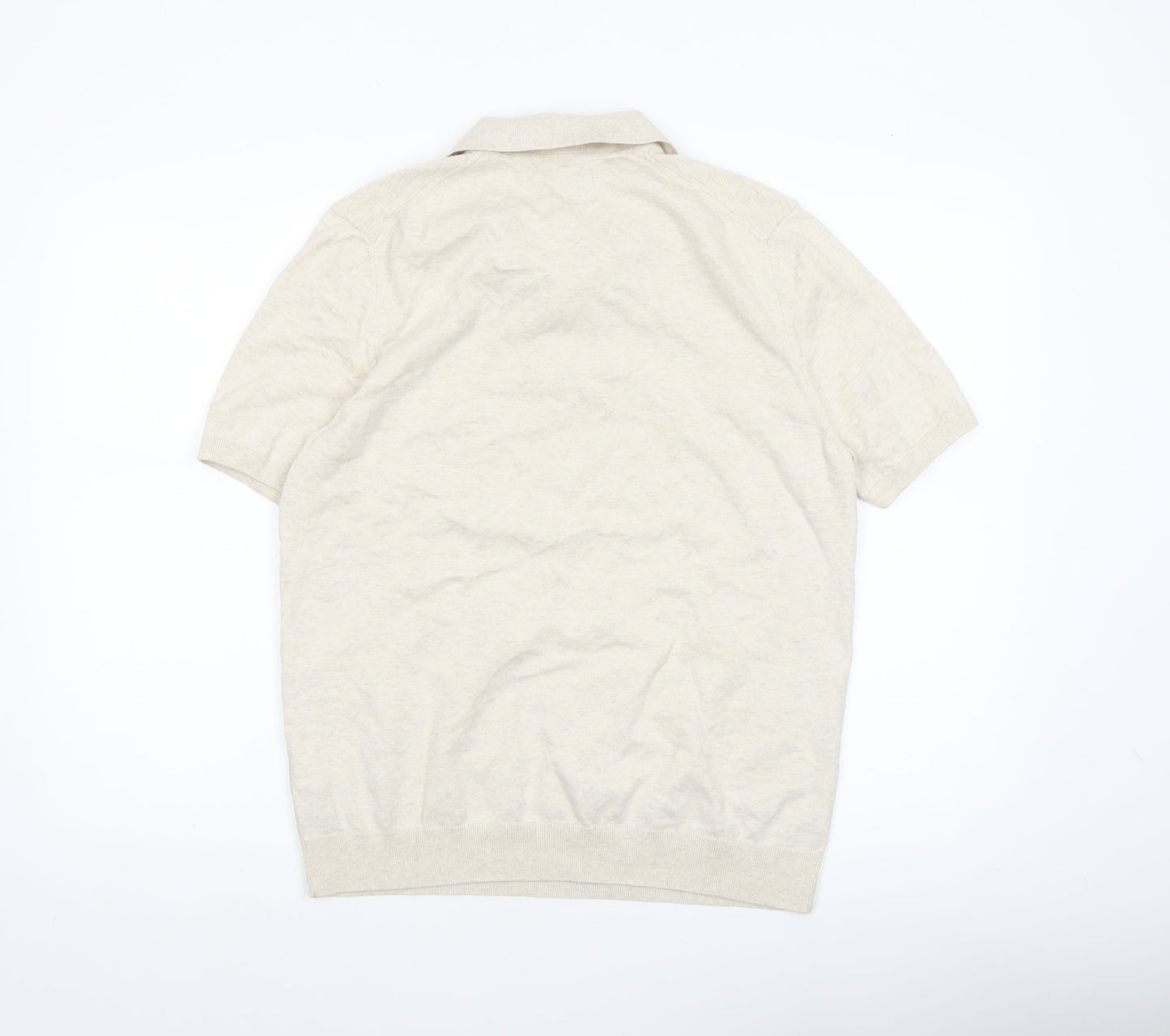 Marks and Spencer Men's Beige Cotton Henley Jumper M