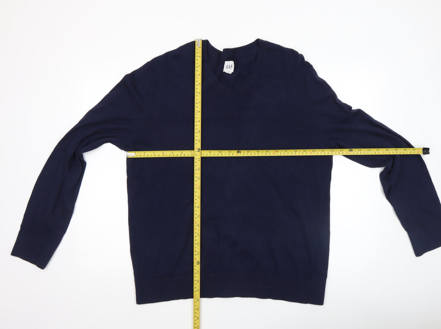 GAP Men’s Blue Cotton V-Neck Pullover Jumper Size L
