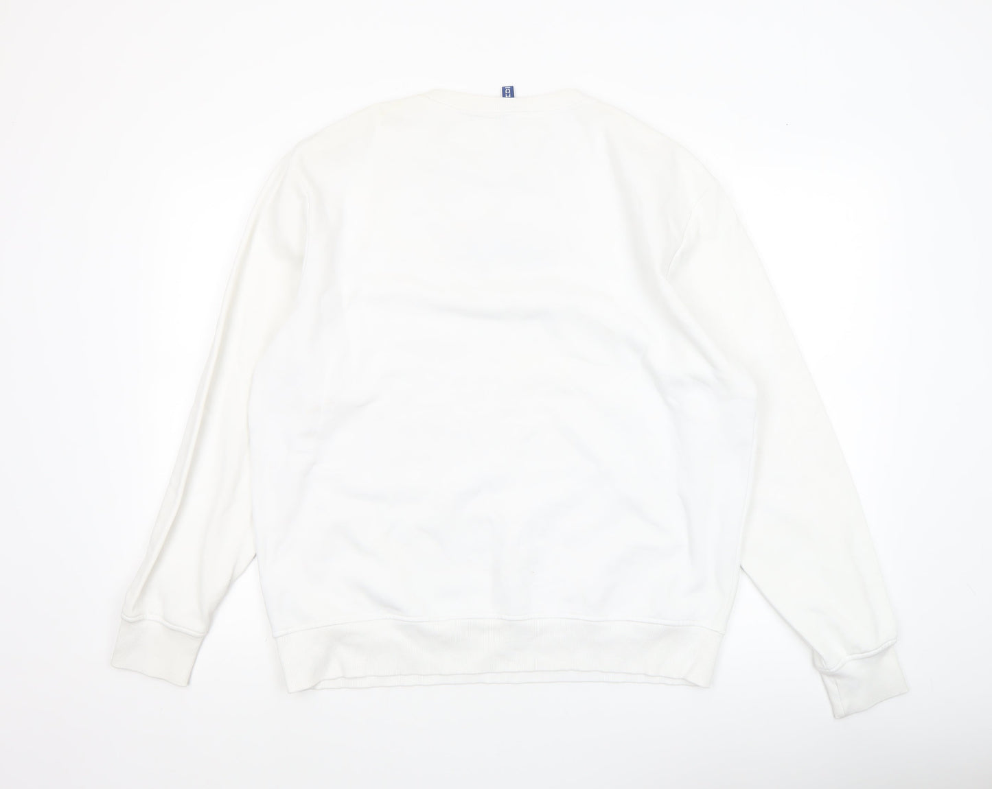 H&M Divided Men's White Embroidered Rose Graphic Pullover Sweatshirt L