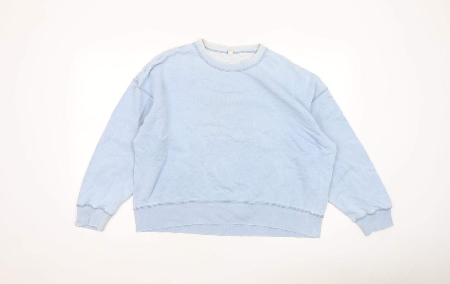 Uniqlo Women Light Blue Cotton Crew Neck Pullover Sweatshirt XL