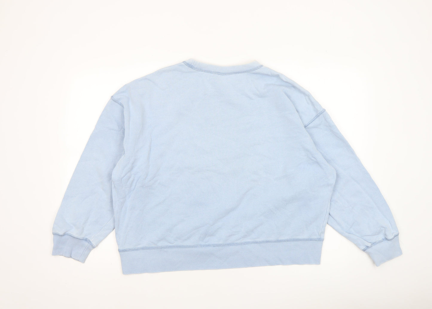 Uniqlo Women Light Blue Cotton Crew Neck Pullover Sweatshirt XL