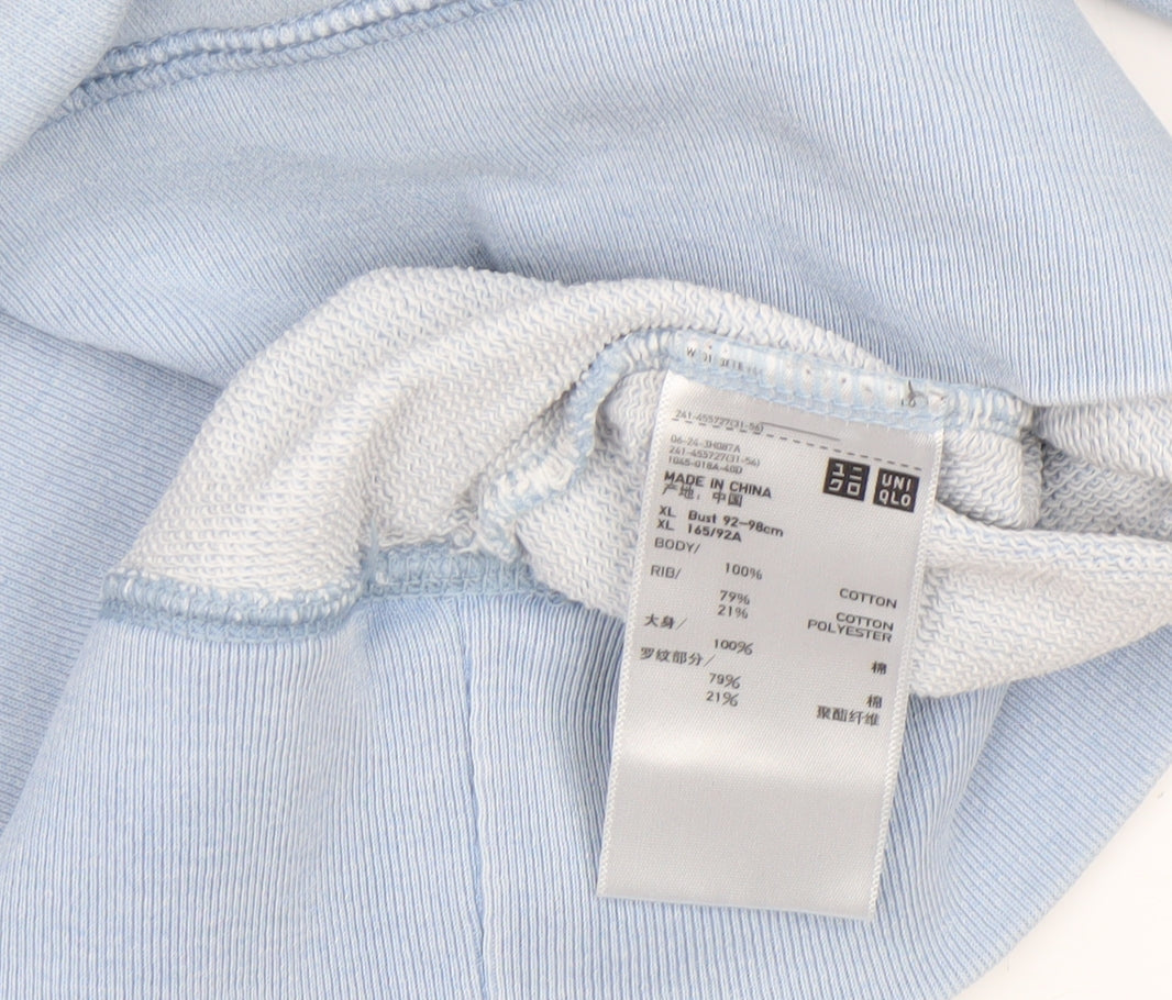 Uniqlo Women Light Blue Cotton Crew Neck Pullover Sweatshirt XL