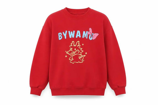 HANEGUO Girls Red Graphic Dragon Butterfly Pullover Sweatshirt Size 8 Years