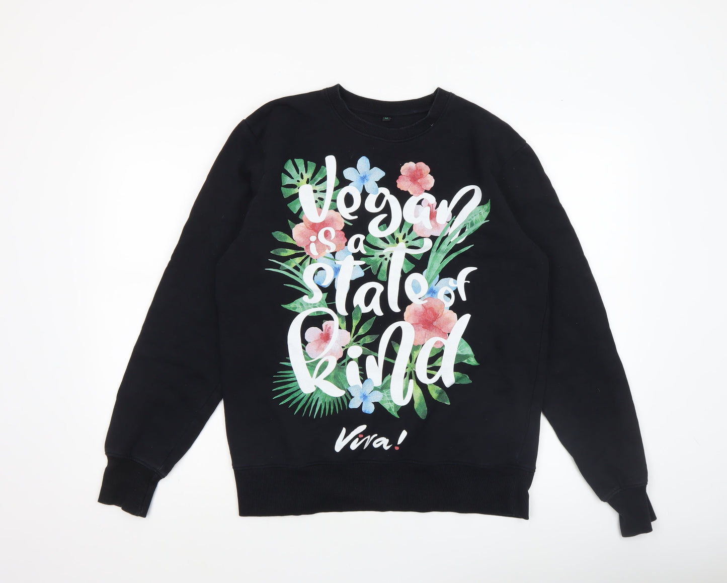 EarthPositive Viva Women Black Floral Vegan Print Sweatshirt Medium