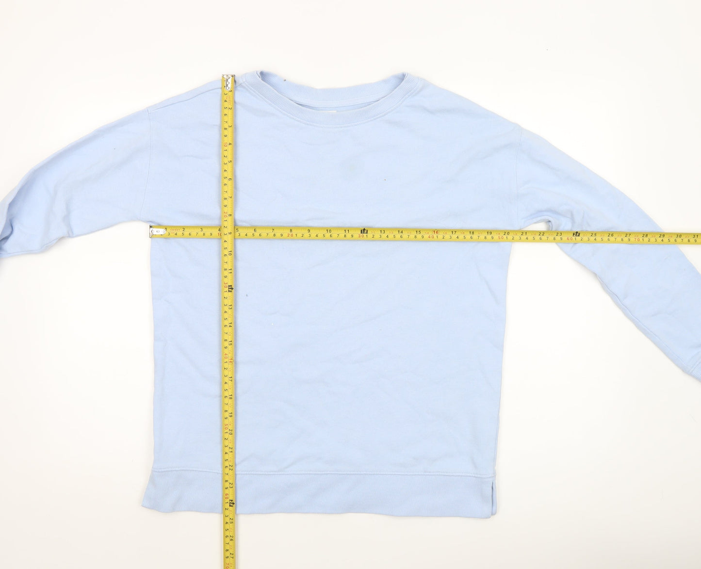 John Lewis Women Blue Cotton Crew Neck Pullover Sweatshirt Size 8