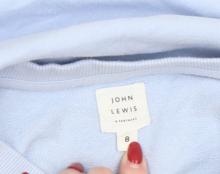 John Lewis Women Blue Cotton Crew Neck Pullover Sweatshirt Size 8