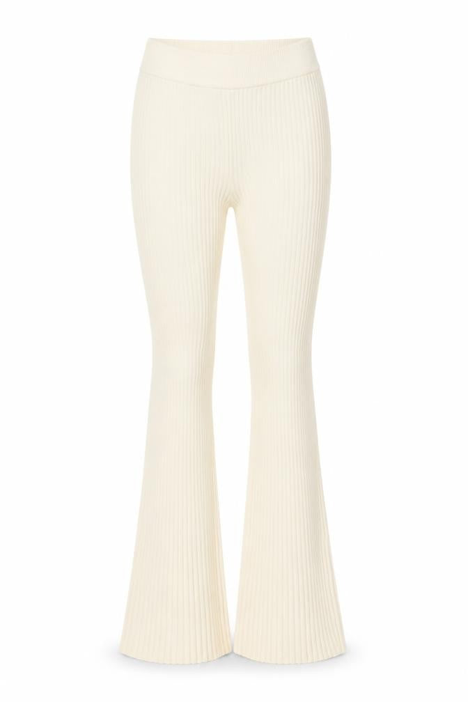 H&M Women’s Ivory Ribbed Knit Flared Trousers Size S
