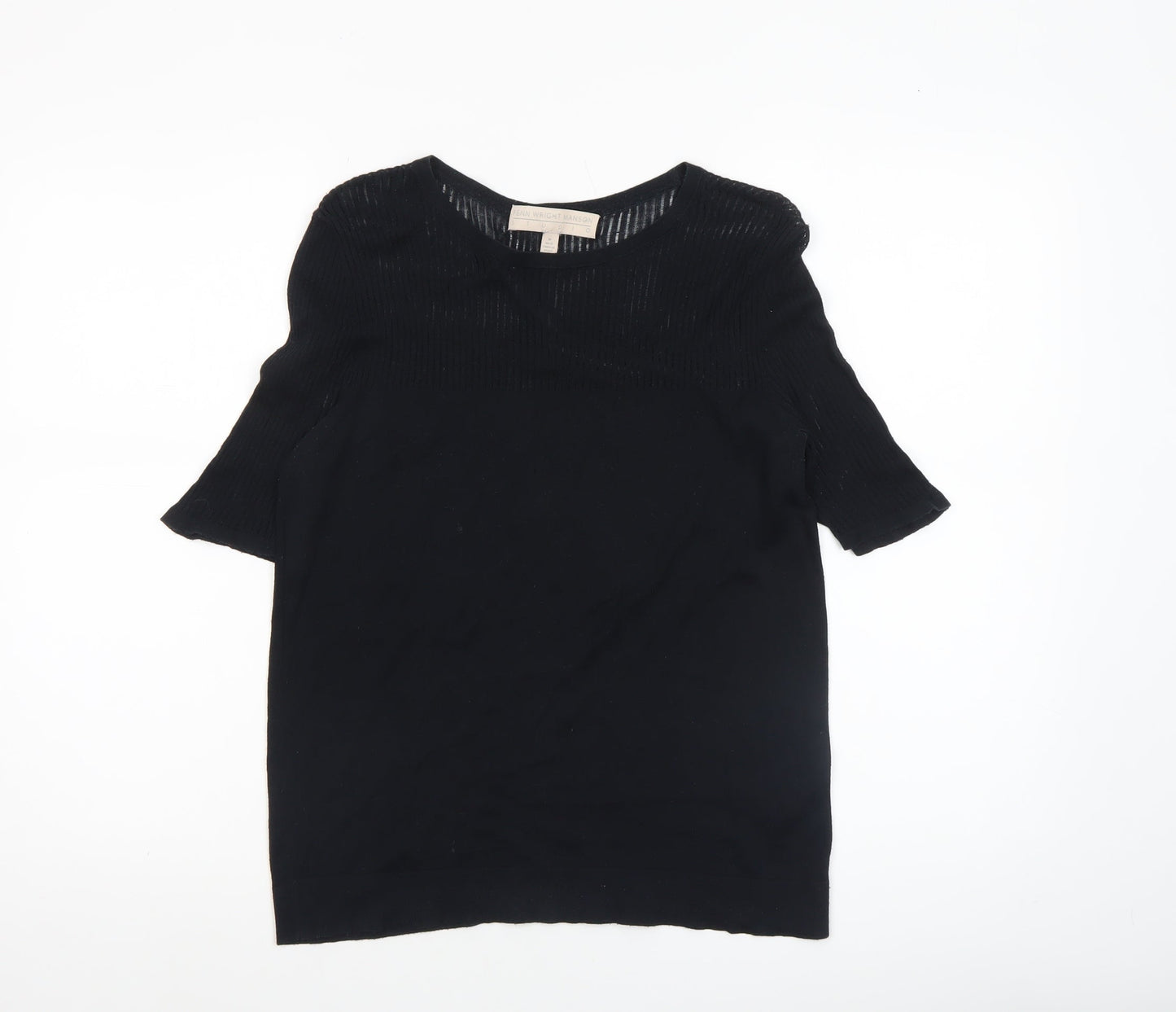 Fenn Wright Manson Womens Black Size 12 Knit Short Sleeve Crew Neck Jumper