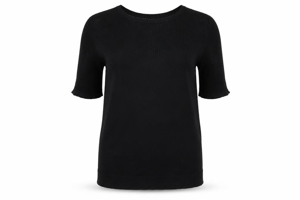 Fenn Wright Manson Womens Black Size 12 Knit Short Sleeve Crew Neck Jumper