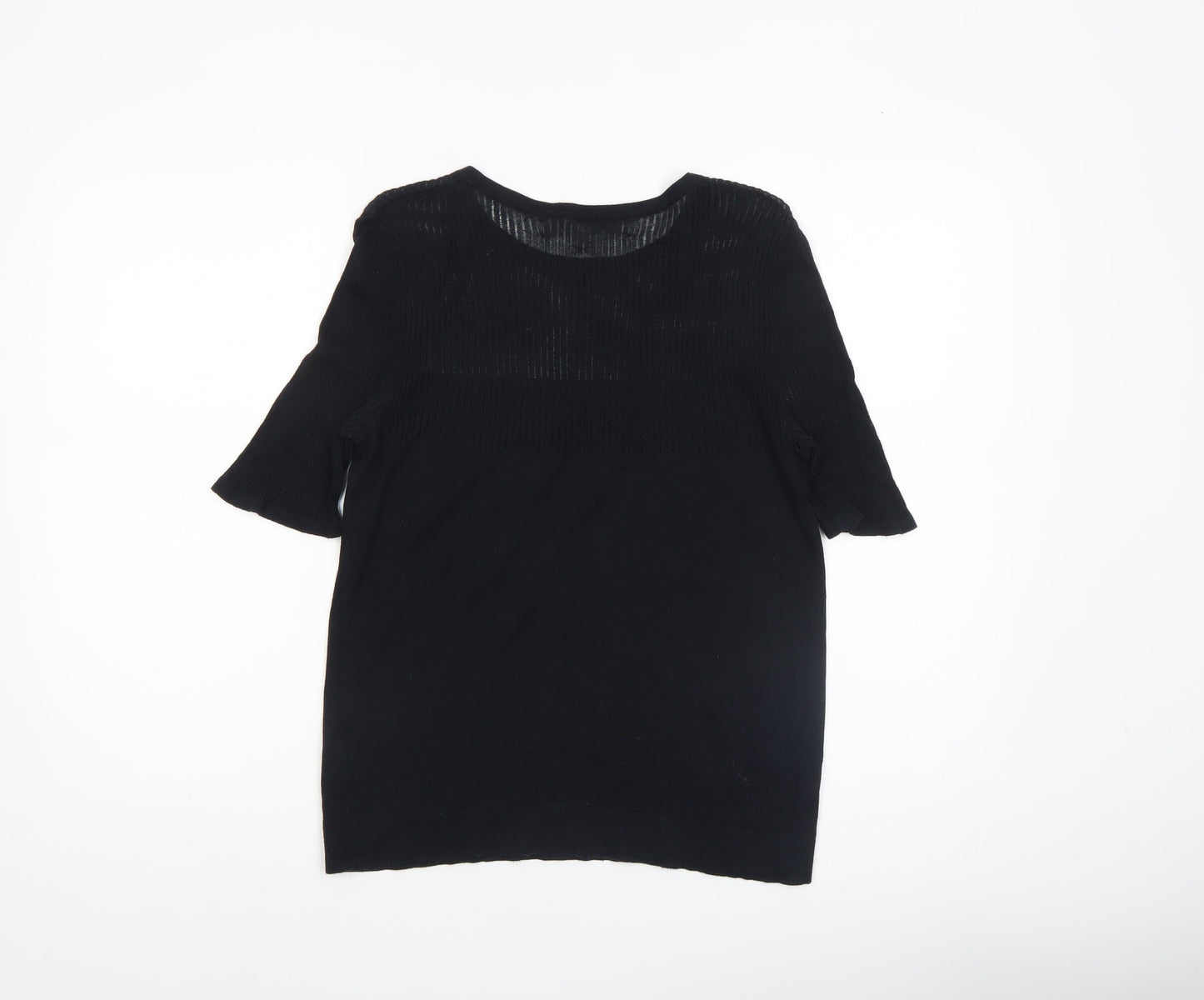 Fenn Wright Manson Womens Black Size 12 Knit Short Sleeve Crew Neck Jumper