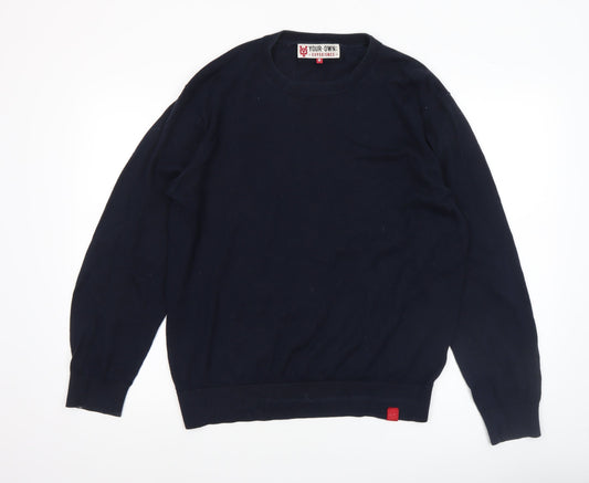 YOUR OWN EXPERIENCE Men's Blue Crew Neck Pullover Jumper M