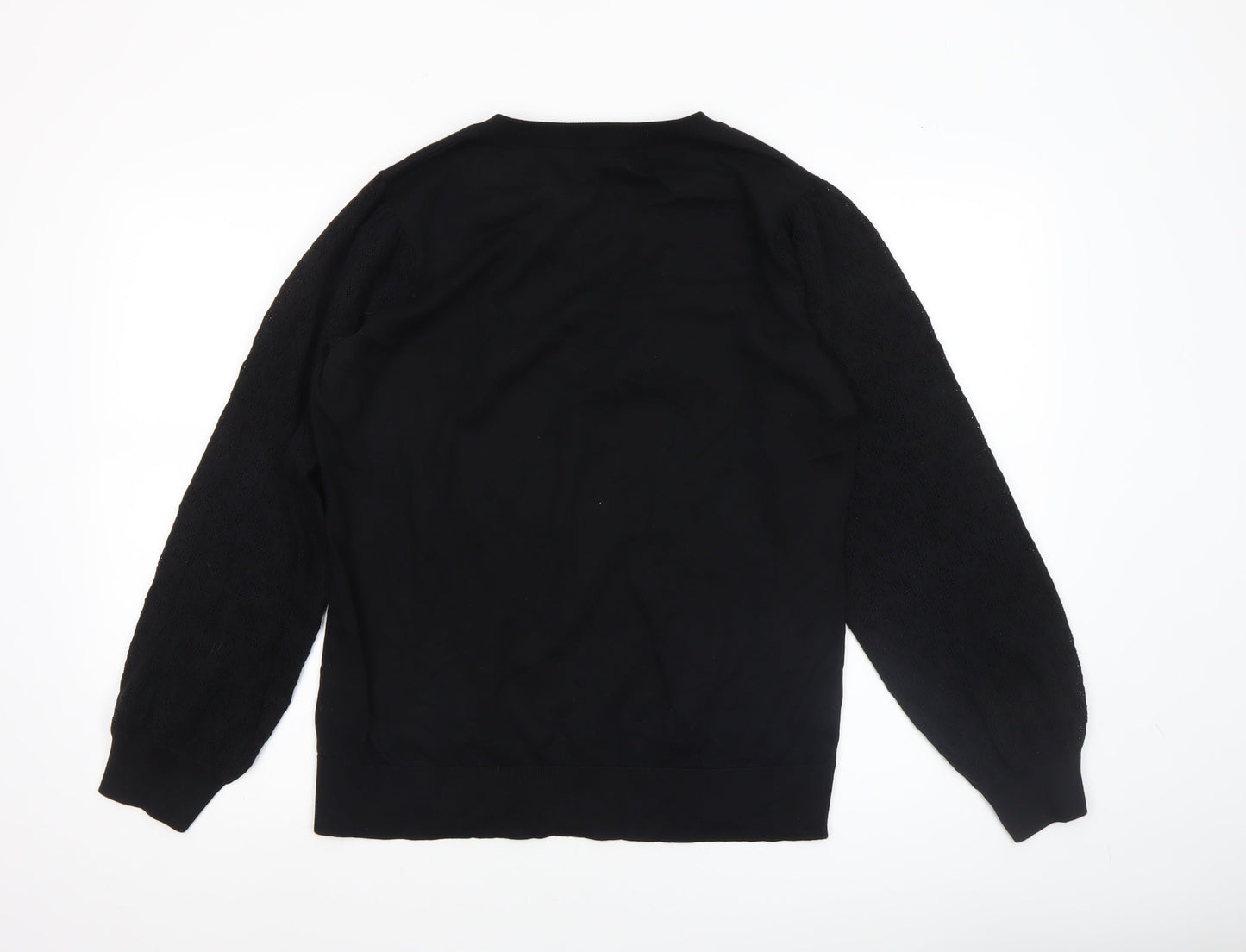 Patra Womens Black Cotton Crew Neck Long Sleeve Pullover Jumper Size L