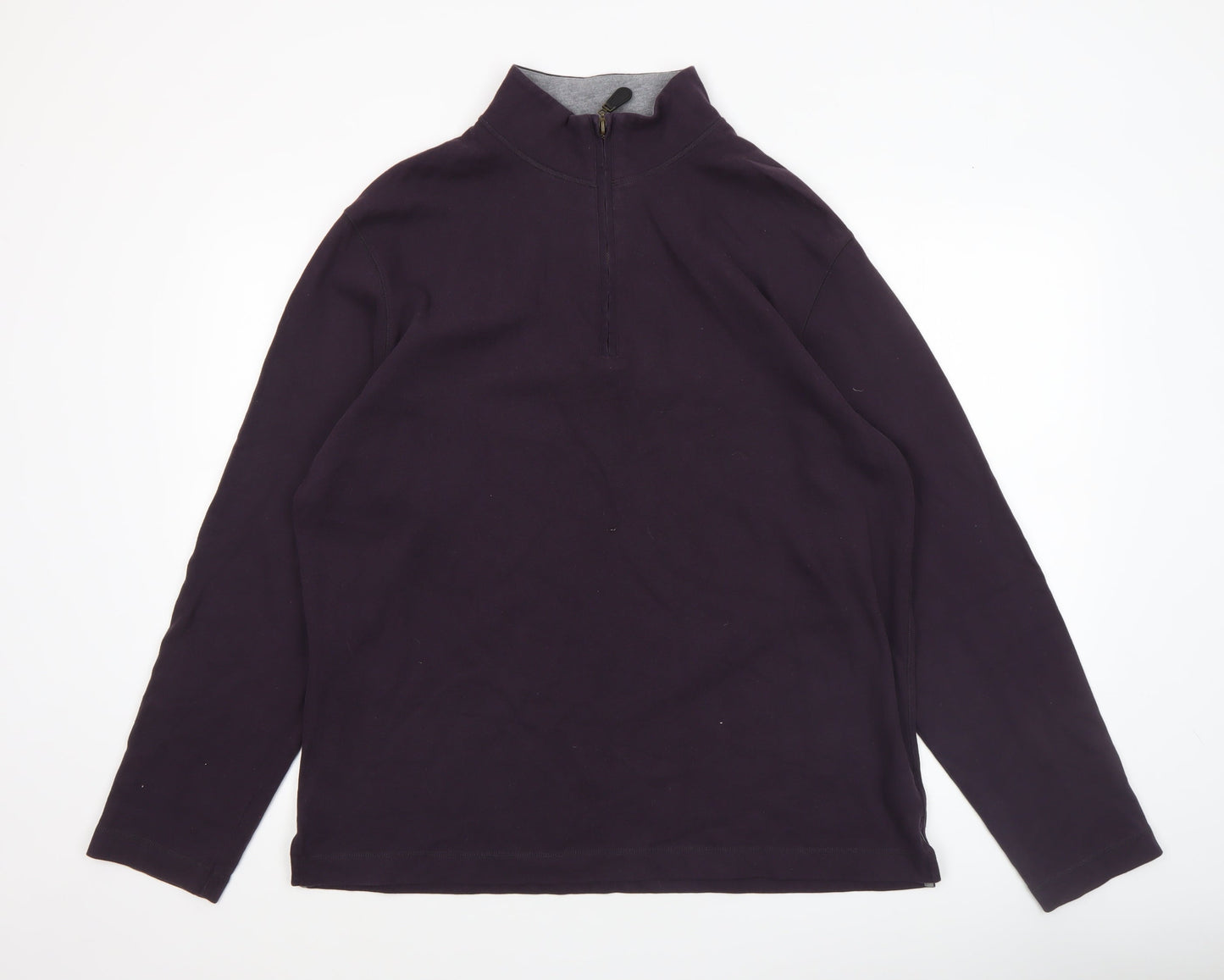Marks and Spencer Men’s Purple 1/4 Zip Fleece Sweatshirt Size L