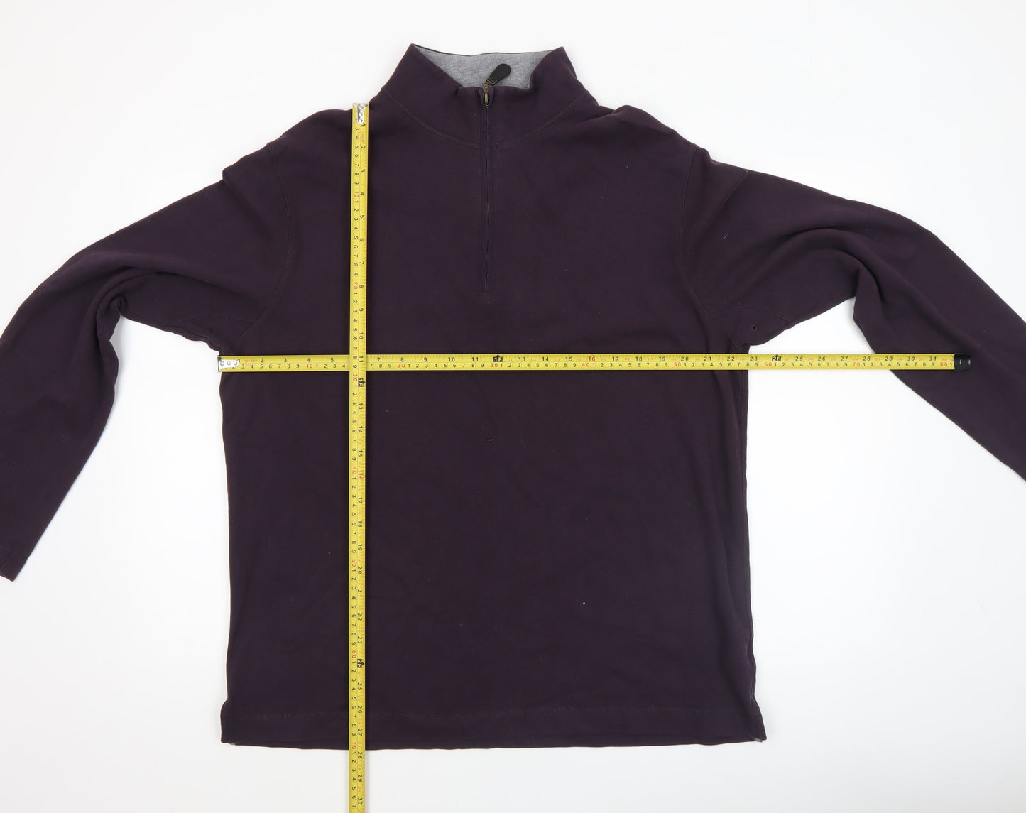 Marks and Spencer Men’s Purple 1/4 Zip Fleece Sweatshirt Size L