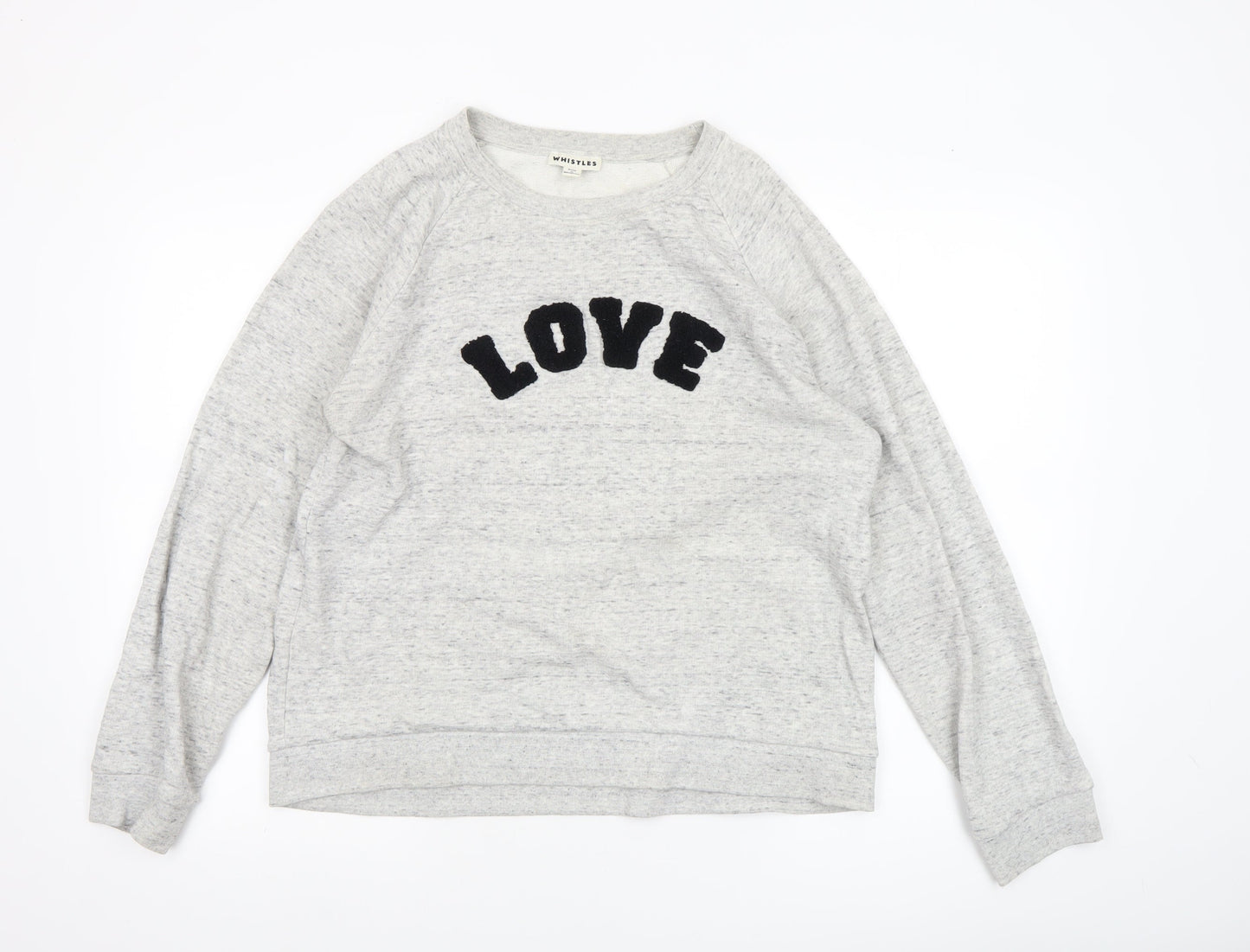 Whistles Women Grey LOVE Pullover Sweatshirt Size L Cotton Blend