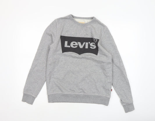 Levi's Boys Grey Logo Crew Neck Fleece Sweatshirt Size 14 Years