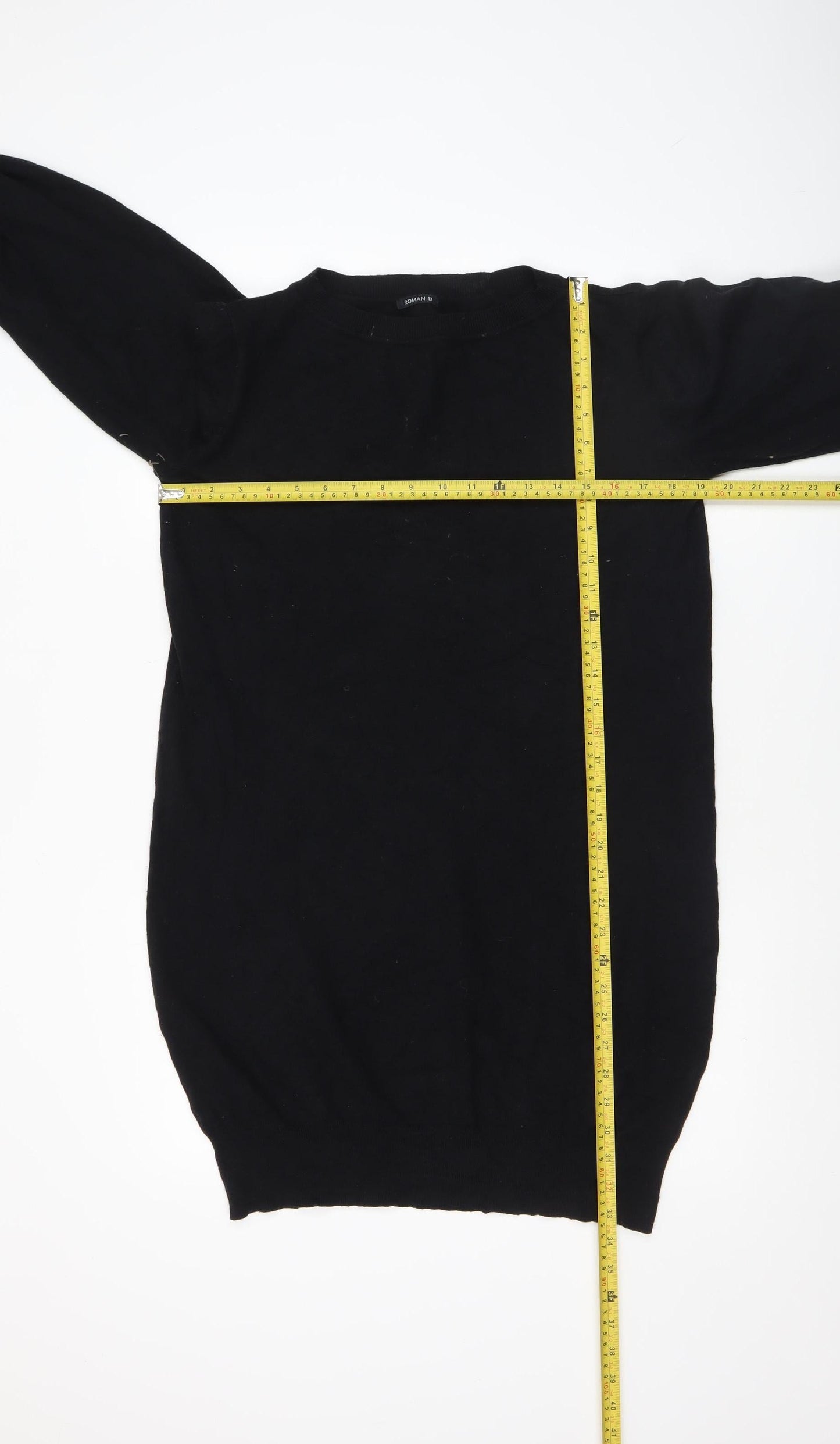 Roman Women's Black Size 12 Long Sleeve Knit Pullover Jumper