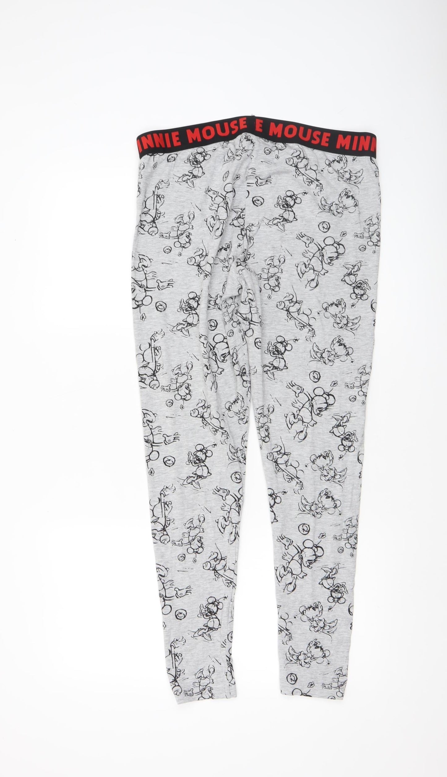 Disney Women Grey Minnie Mouse Lounge Pants L 16/18 Cotton Blend