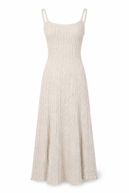 EDITED Women Beige Long Knit Slip Dress Size 10 Sleeveless Summer