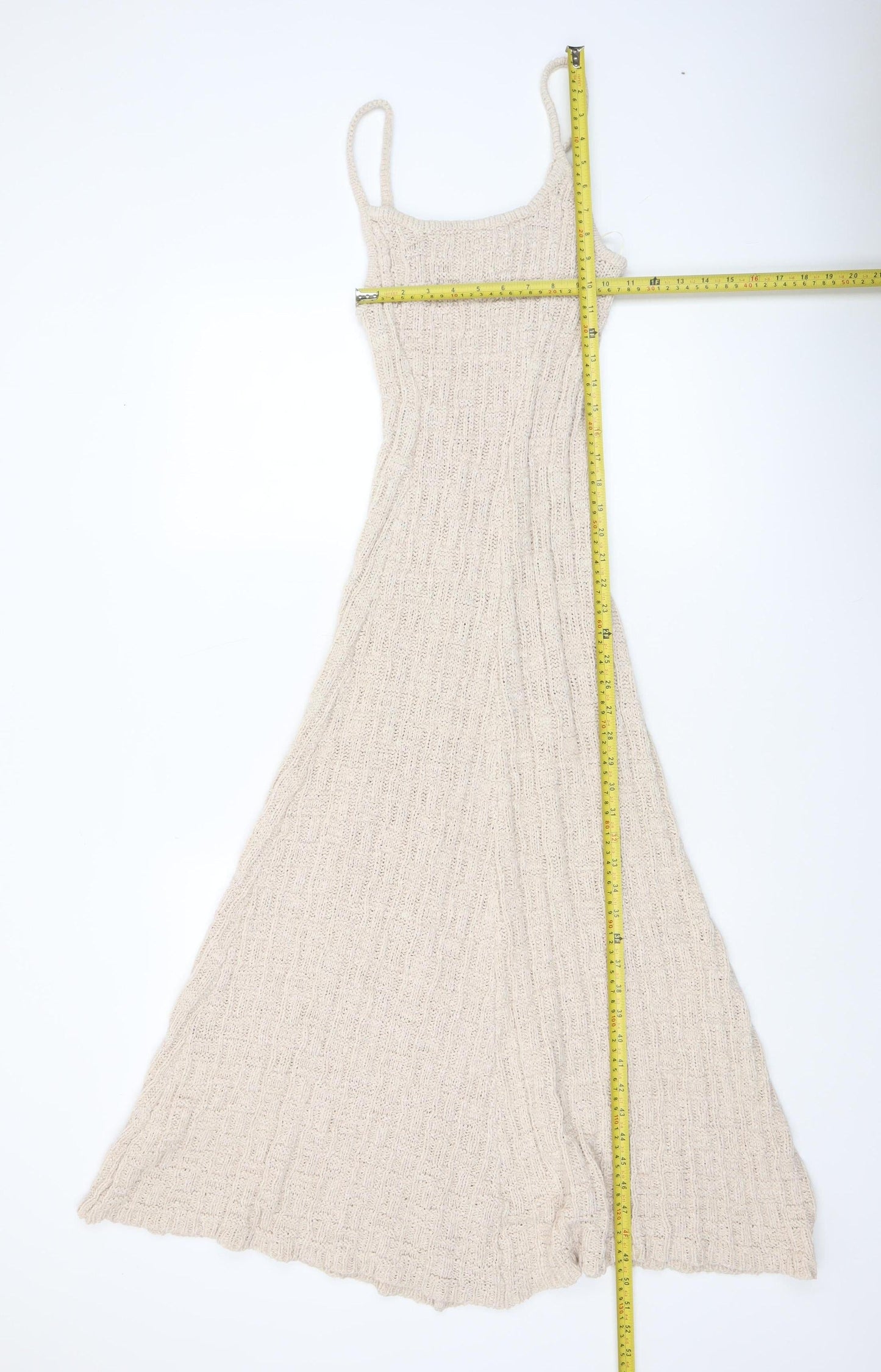 EDITED Women Beige Long Knit Slip Dress Size 10 Sleeveless Summer