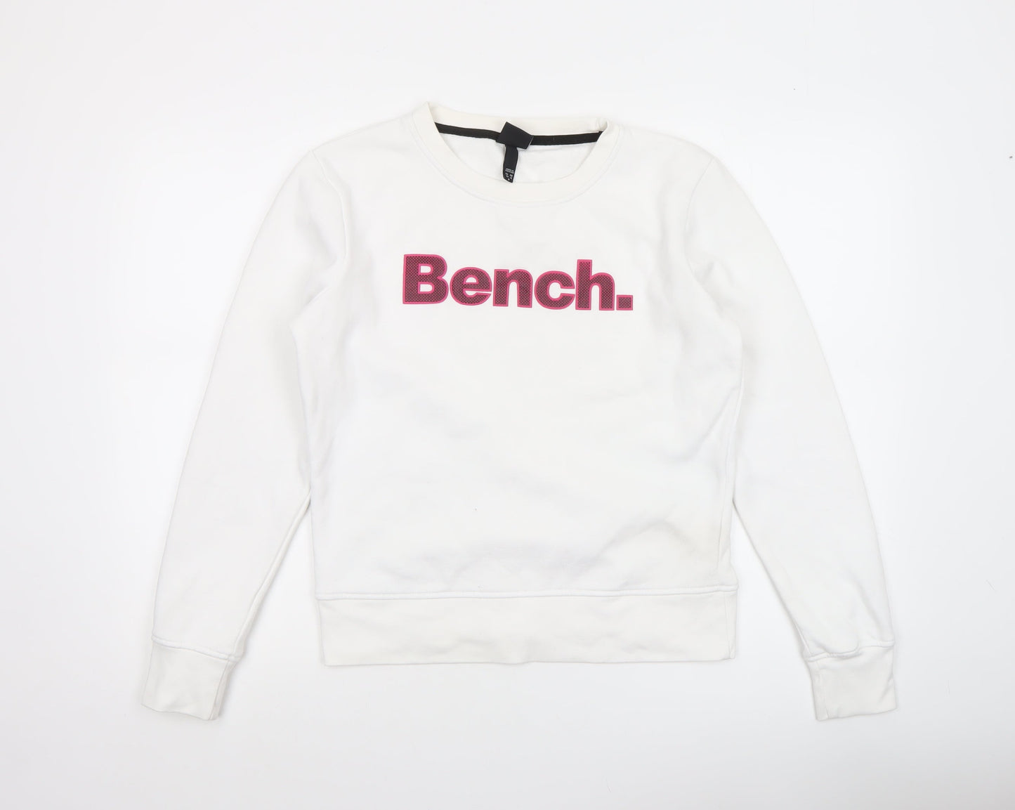 Bench Women White Crew Neck Pullover Sweatshirt UK 12 M