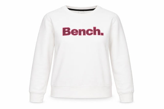 Bench Women White Crew Neck Pullover Sweatshirt UK 12 M